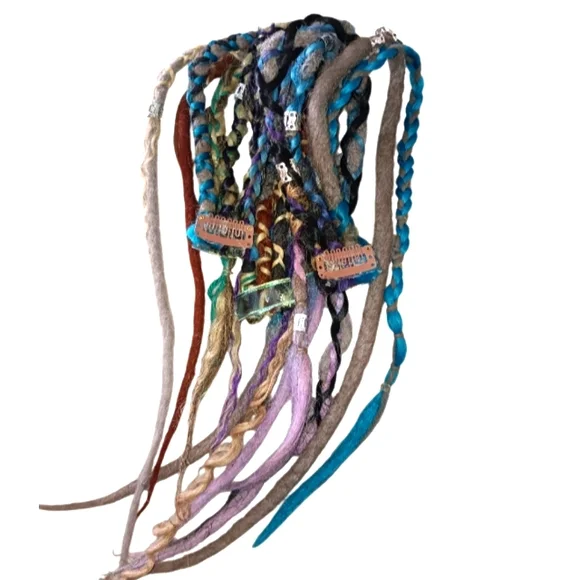 Bld&Teal3pc Braids Dread Clip In Extension Deco & Charms Viking Boho Summer - Picture 9 of 11